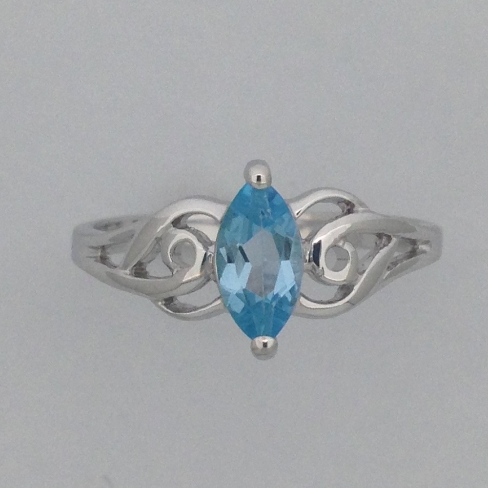 Natural Blue Topaz Ring 925 Sterling Silver